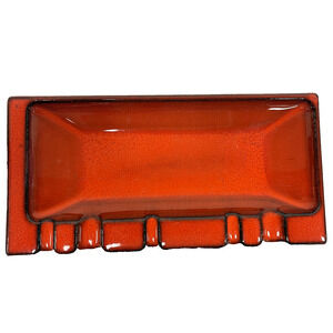 Vintage Allen Bradley MCM Ceramic Ashtray Orange Red Mid Century Trinket Dish